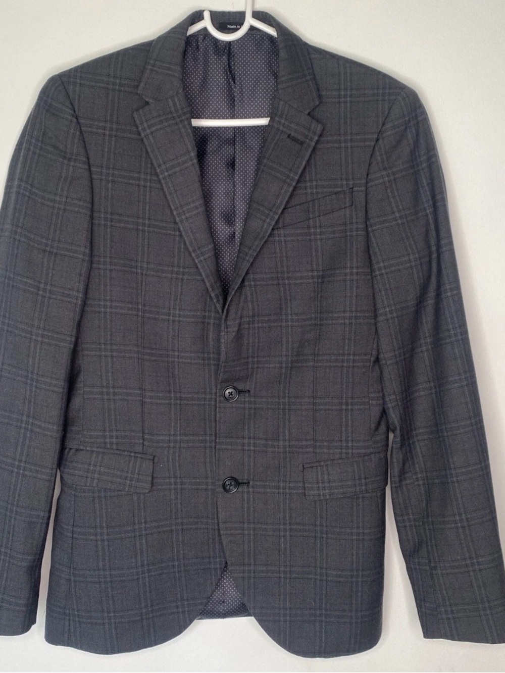 Egara Charcoal Gray Windowpane Two-Button Sport Coat